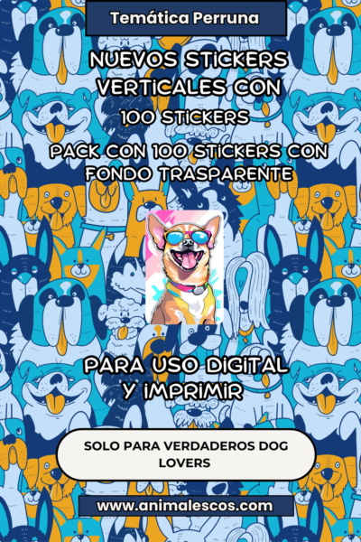 🐶✨ "Mil Patitas, Mil Aventuras" – Pack de 100 Stickers Verticales de Perros 🎨🐾