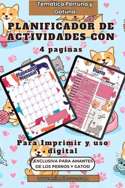 📚Planificador de vida con Calendario Mensual y Semanal - Amor MIXTO 🐶😻